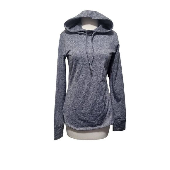 REEBOK Fired Up Vector Brushback Quietshade Heather Womens Hoodie Sz S NEW - Picture 1 of 15